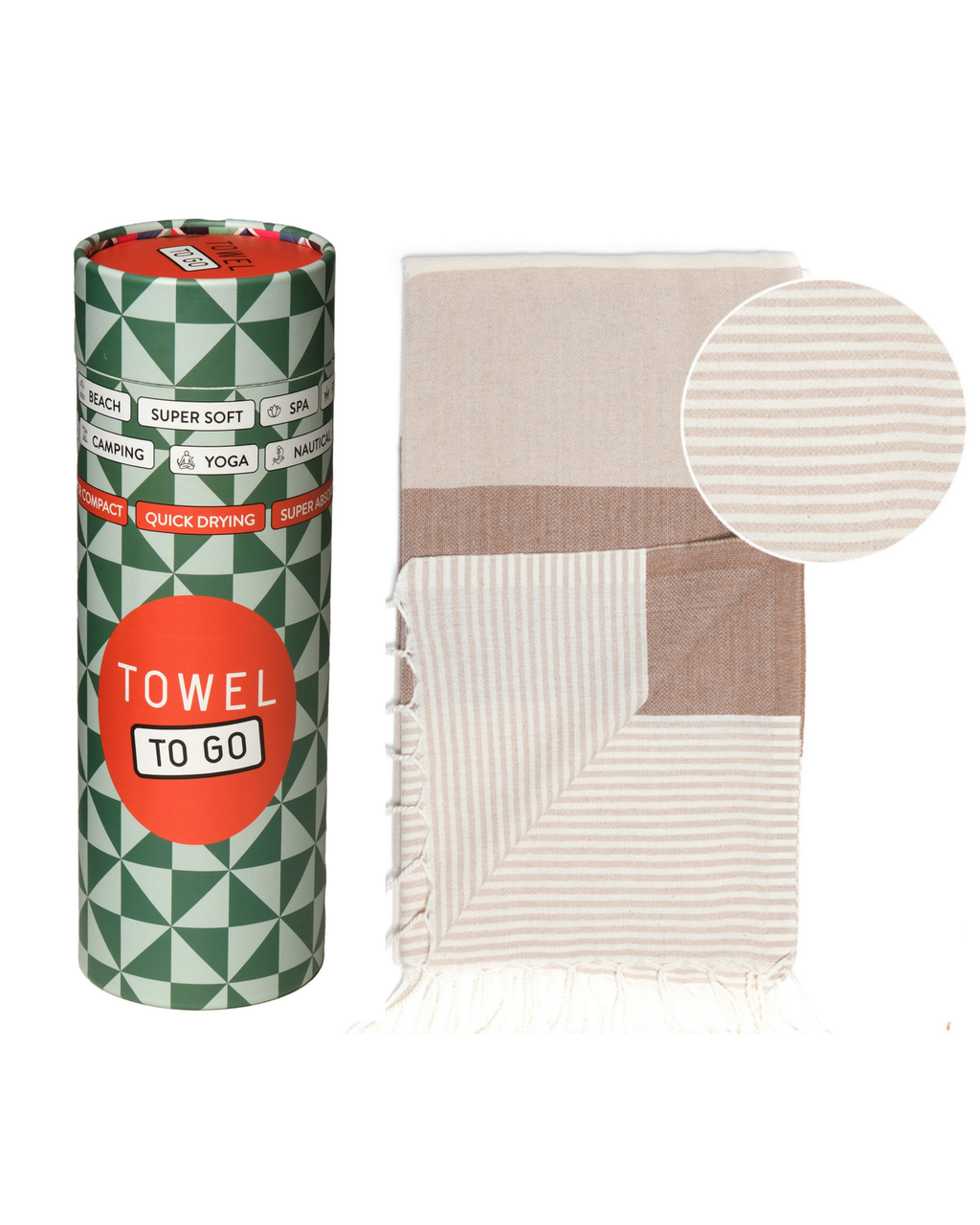 Quick-Dry Cotton Towel – Lightweight Beach & Travel Towel – Beige & Brown – Palermo-1