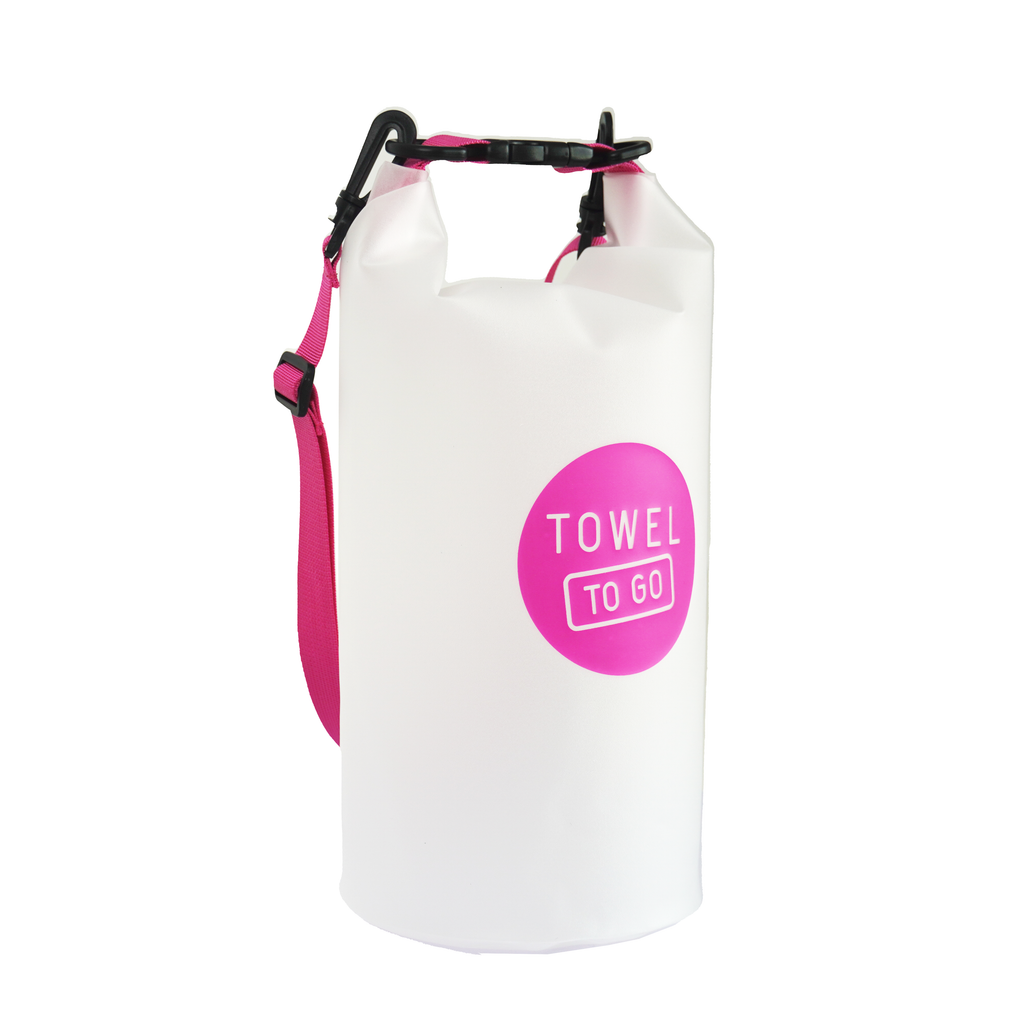 Towel to Go Roll N Go Bag – Waterproof & Transparent Dry Bag,  Pink (5 Liters)-1