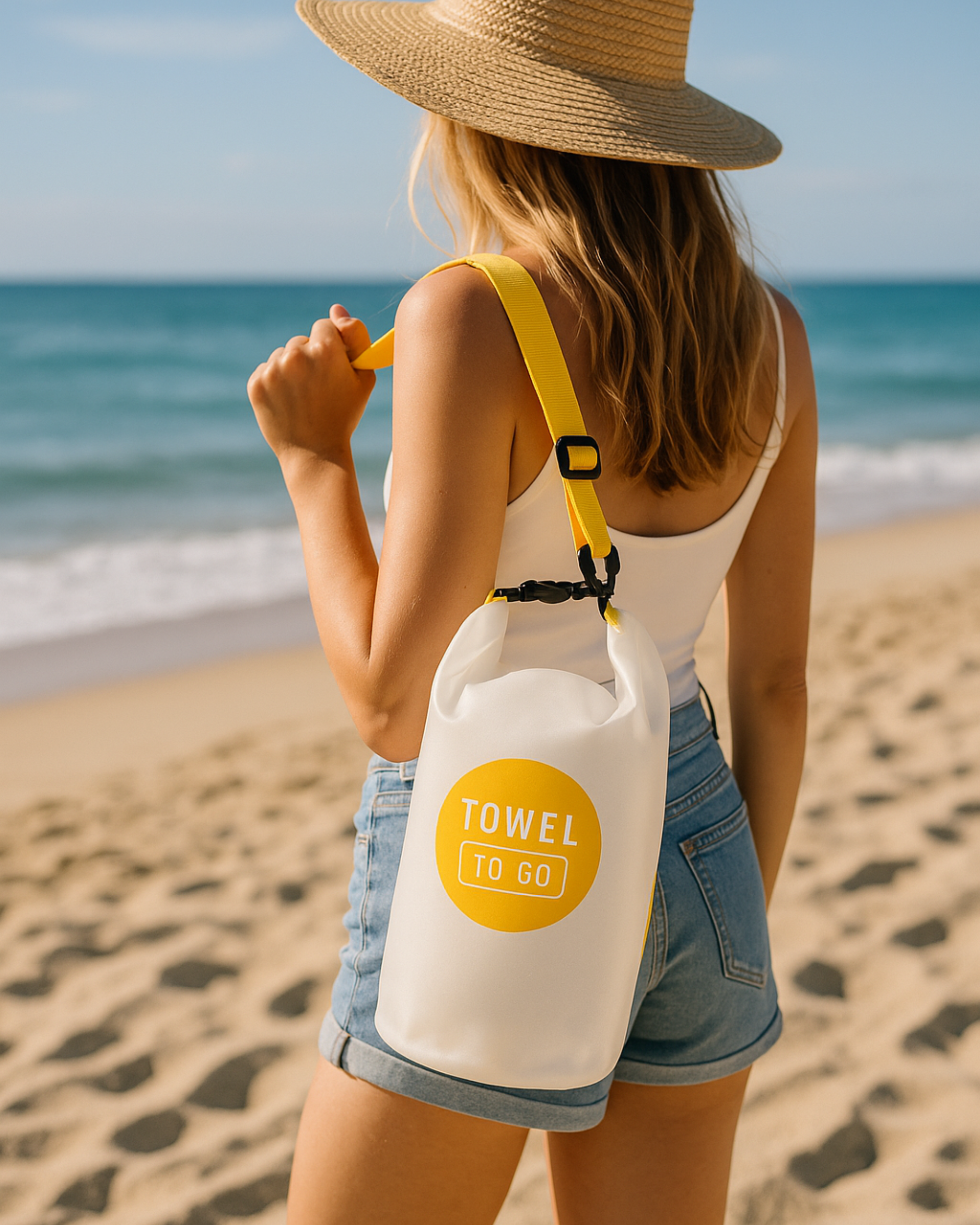 Towel to Go Roll N Go Bag – Waterproof & Transparent Dry Bag, Yellow (5 Liters)-1