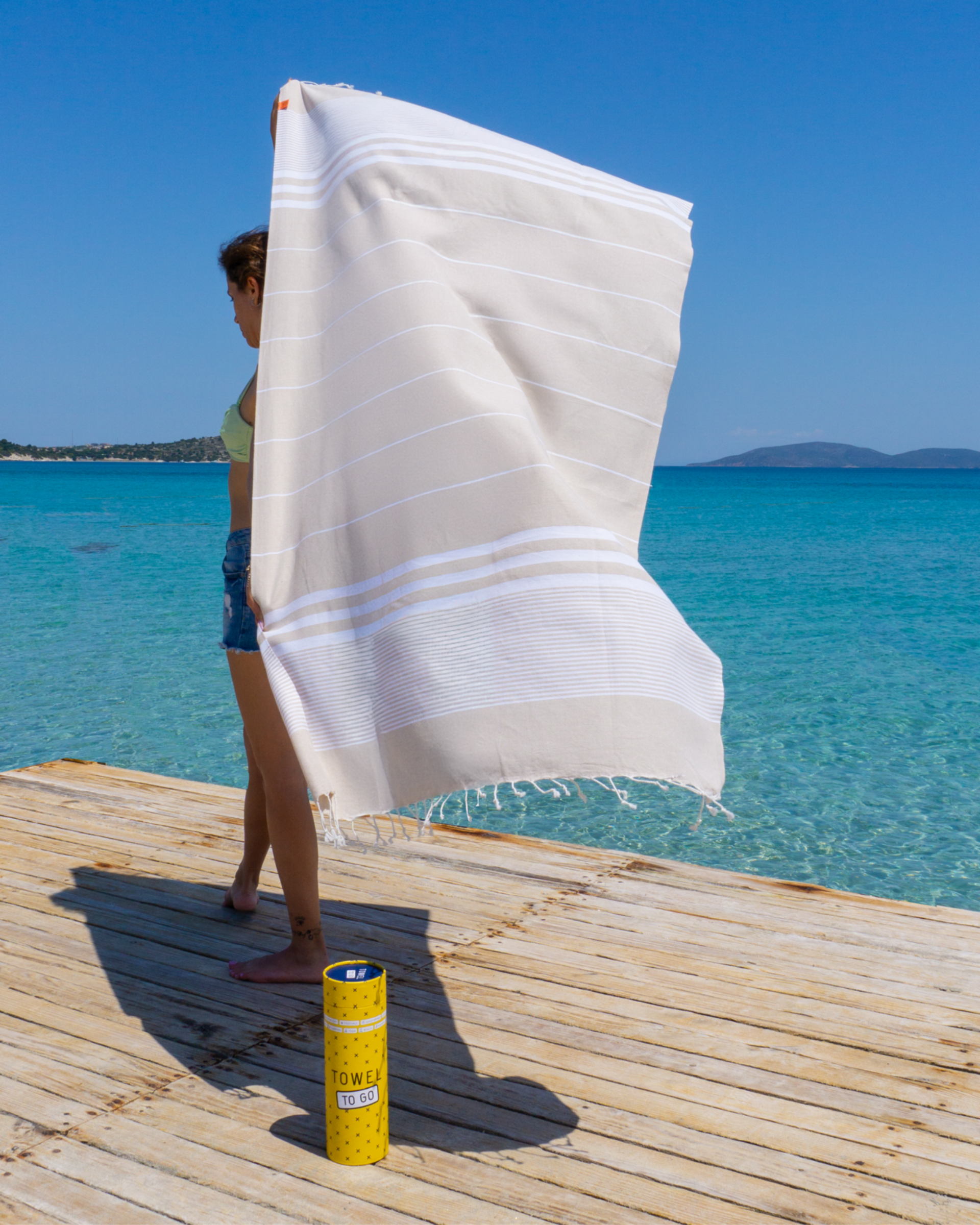 Quick-Dry Cotton Towel – Lightweight Beach & Travel Towel – Beige – Malibu-0