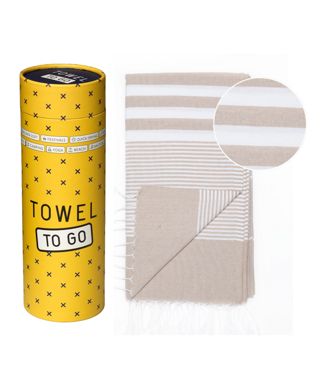 Quick-Dry Cotton Towel – Lightweight Beach & Travel Towel – Beige – Malibu-1