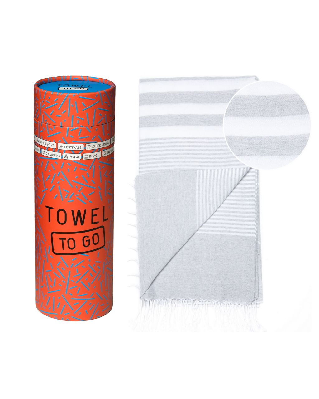 Quick-Dry Cotton Towel – Lightweight Beach & Travel Towel – Grey – Malibu-1