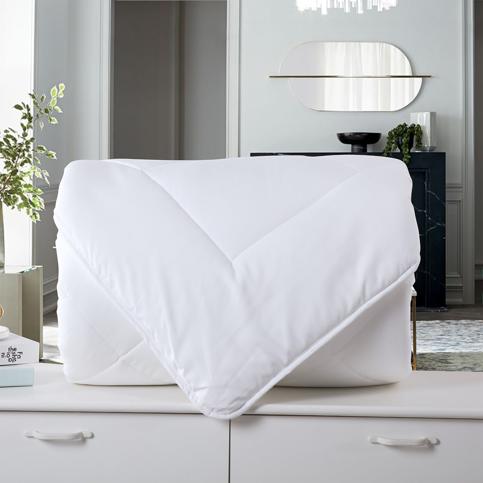 NNEDSZ Comfort 260GSM Deluxe Eco-Silk Touch Quilt 100% Cotton Cover Double White