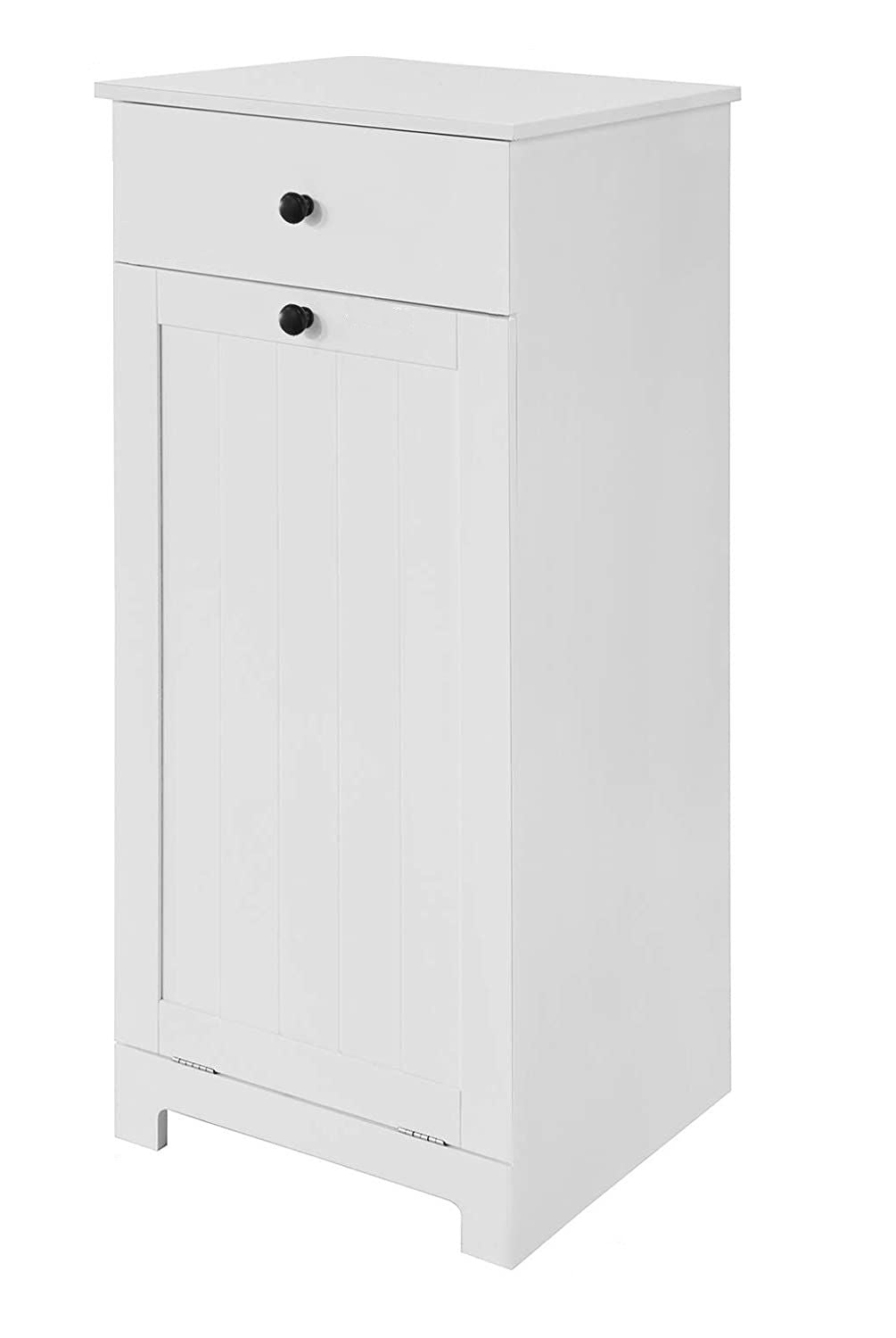 NNEDSZ White Bathroom Cabinet with Laundry Basket and Drawer