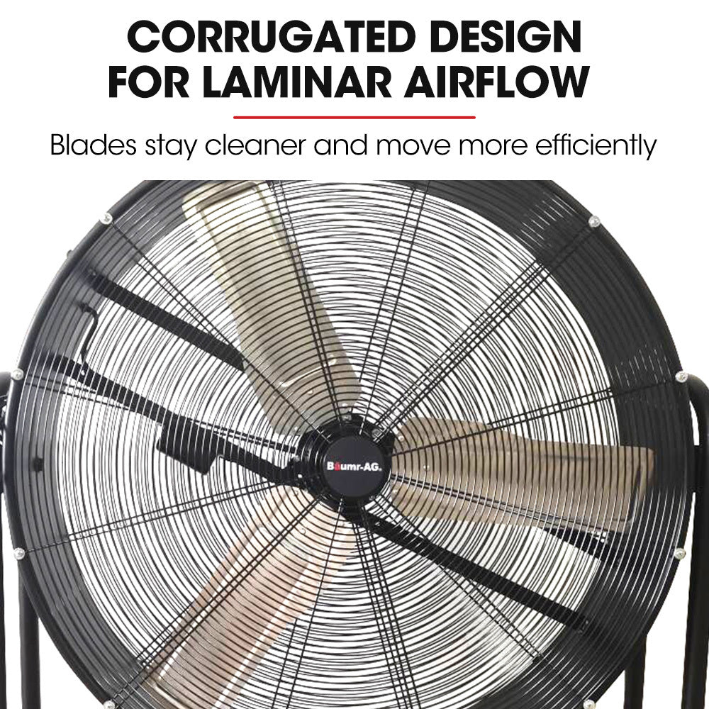 BAUMR-AG 36" 914mm Industrial Mobile Floor Drum Fan, 290W Brushless Motor, Tilting, Large, Commercial, Heavy-duty Frame, EESS Certified-3
