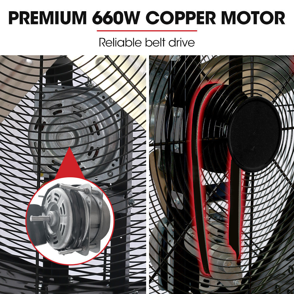 BAUMR-AG 42" 1067mm 660W Industrial Mobile Floor Drum Fan, Belt Drive, Tilting, Large, Commercial,  Heavy-duty Frame, EESS Certified-2
