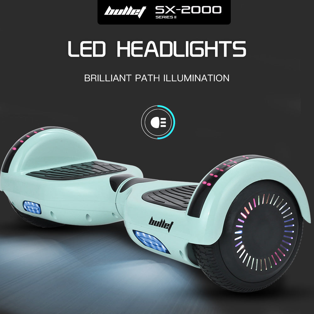 NNEDSZ BULLET SX-2000 Hoverboard Scooter, 500W Brushless, Superior Self Balancing System, UL Certified, LED Lights, Mint Green