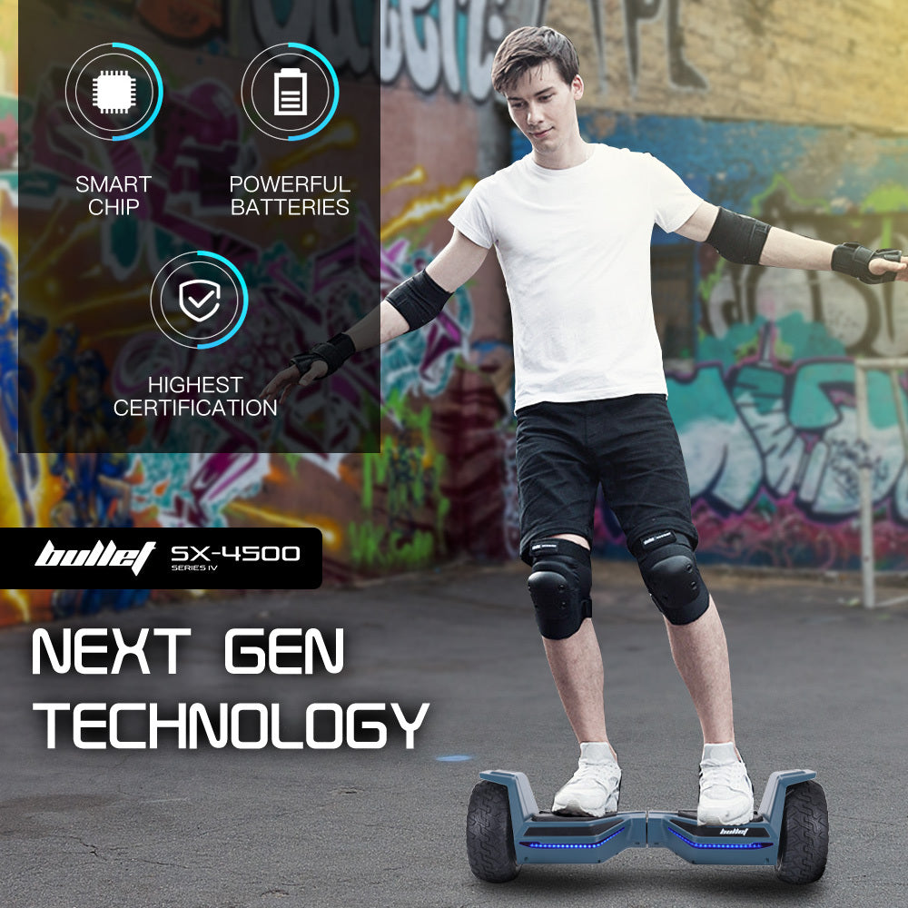 NNEDSZ Bullet SX-4500 Hoverboard Scooter, 8.5" Wheels, 700W Brushless, Superior Self Balancing System, UL Certified, LED Lights, Carry Bag, Navy Blue