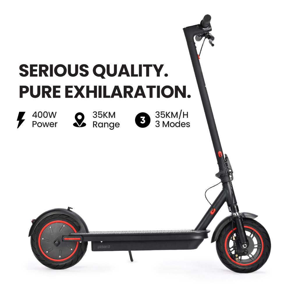 NNEDSZ ALPHA Urban 10 Electric Scooter, 35km/h, Suspension, 35km Range, 10-Inch Wheels, Brushless Motor, Free APP, Motorised Commuter eScooter for Adults, Black