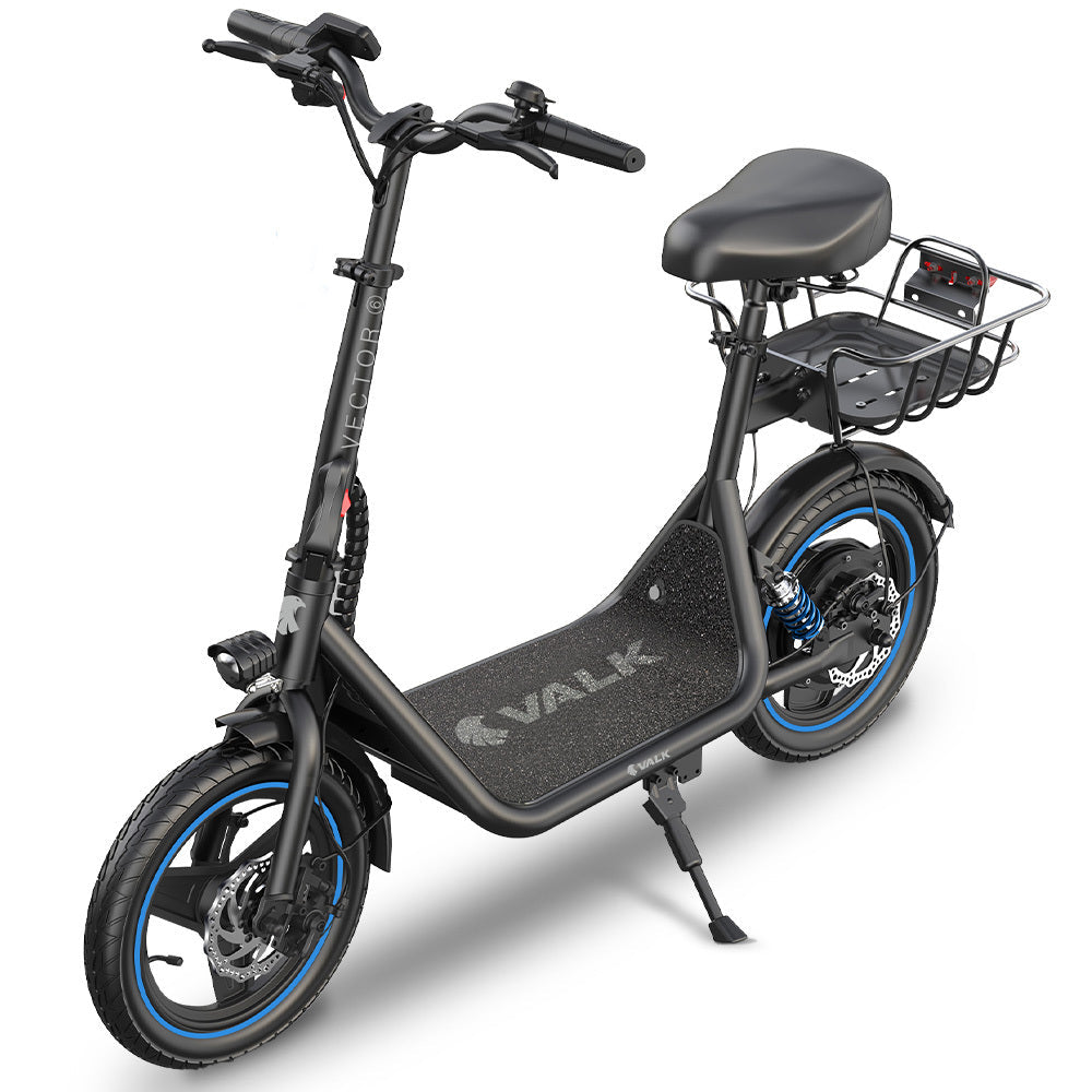 NNEDSZ VALK Elektroroller mit Sitz, 30 km Reichweite, Scheibenbremsen, 14" Reifen, Motorisierter E-Scooter für Erwachsene, Jugendliche, Pendler