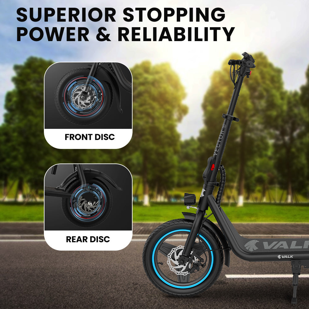 NNEDSZ VALK Elektroroller mit Sitz, 30 km Reichweite, Scheibenbremsen, 14" Reifen, Motorisierter E-Scooter für Erwachsene, Jugendliche, Pendler