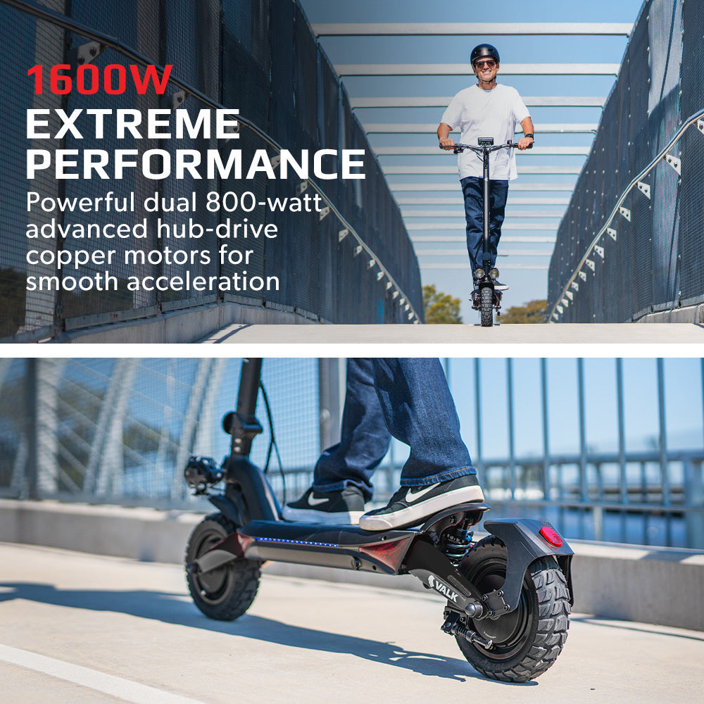 NNEDSZ VALK Primal 9 Dual Motor 1600W Extreme Hill Climbing e-Scooter Electric, Black