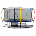 Kahuna 10 ft x 15 ft Oval Outdoor Trampoline with Reversible Rainbow & Orange Safety Pad Safety Net and Ladder-0