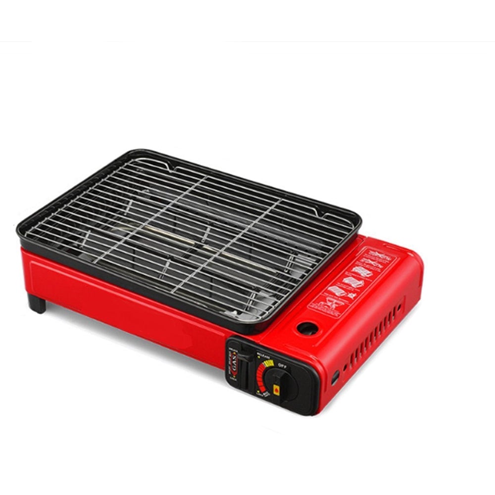 NNEDSZ Portable Gas Stove Burner Butane BBQ Camping Gas Cooker With Non Stick Plate Orange