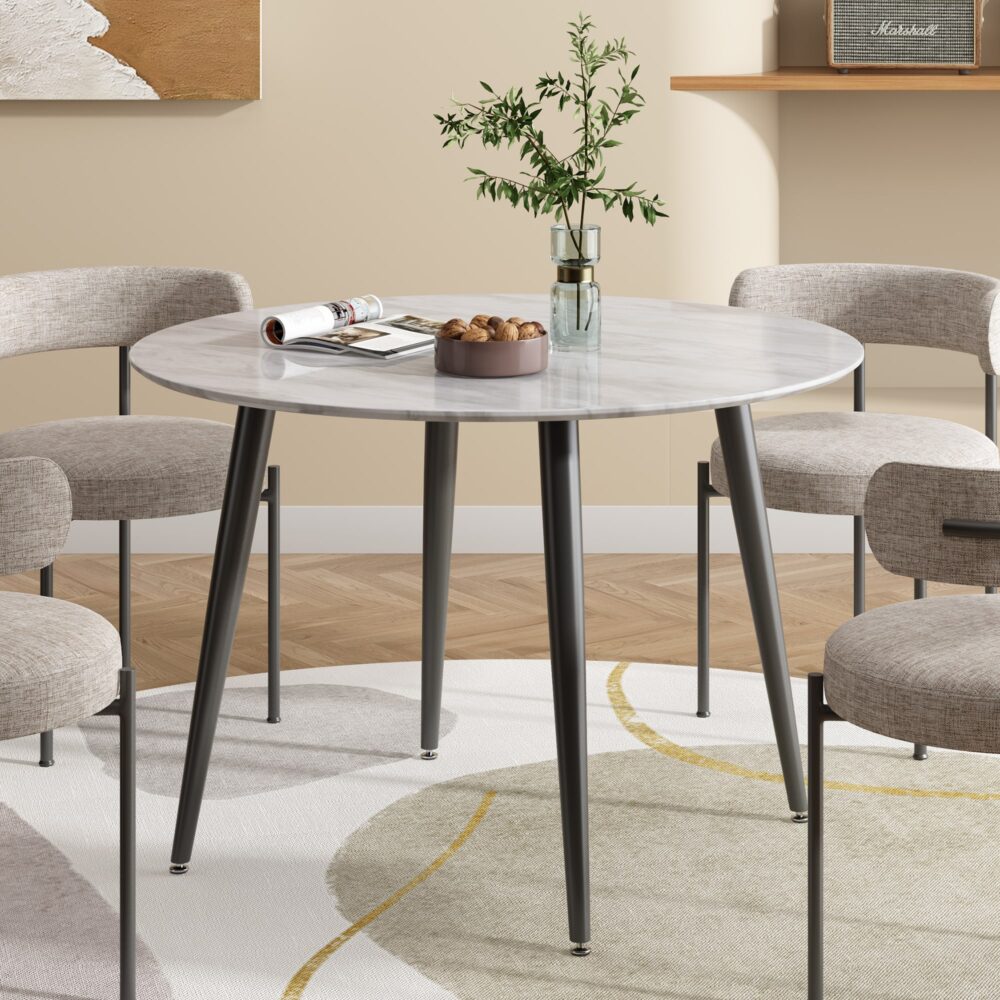 NNEDSZ Round MDF Marbling Dining Table