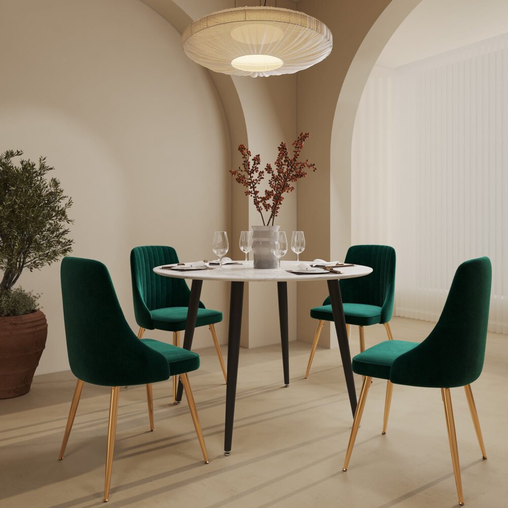 NNEDSZ Round MDF Marbling Dining Table