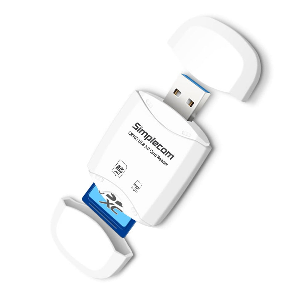 NNEDSZ CR303 2 Slot SuperSpeed USB 3.0 Card Reader with Dual Caps