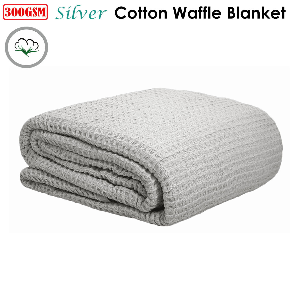 NNEDSZ Cotton Waffle Blanket Silver Single