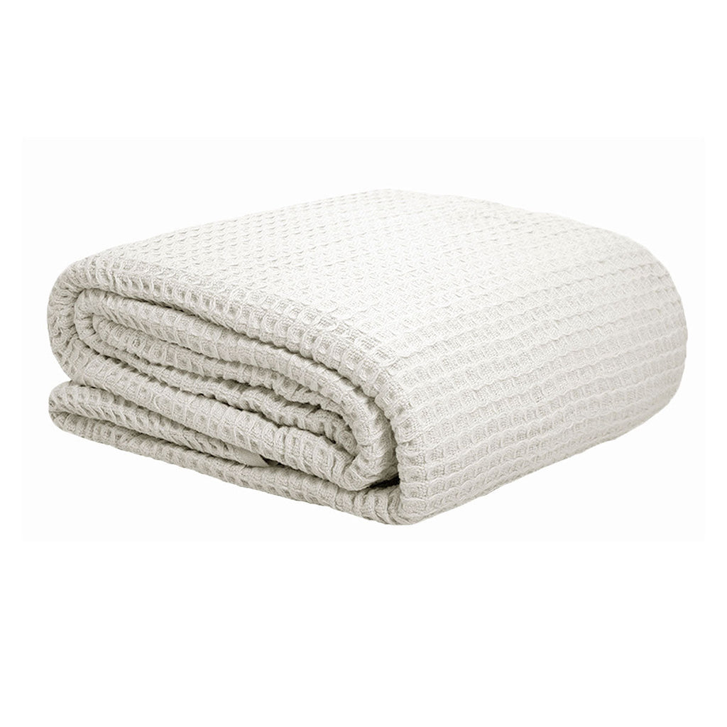 NNEDSZ Cotton Waffle Blanket White Single