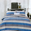 NNEDSZ 250TC Cotton Reversible Quilt Cover Set Beachy Stripes Queen