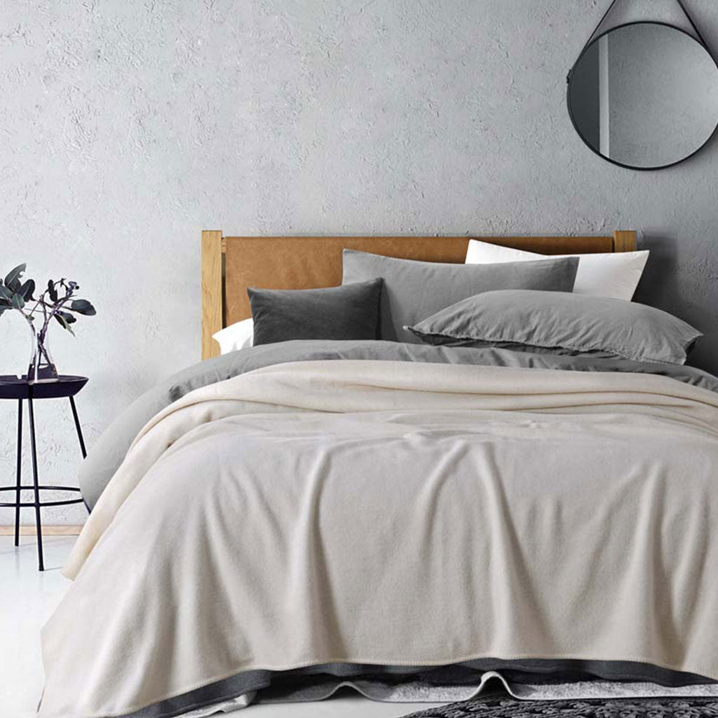 NNEDSZ Laconia 400GSM Premium Pure Wool Blanket Natural King
