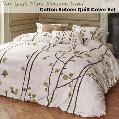 Bedding House Van Gogh Plum Blossoms Sand Cotton Sateen Quilt Cover Set King-1