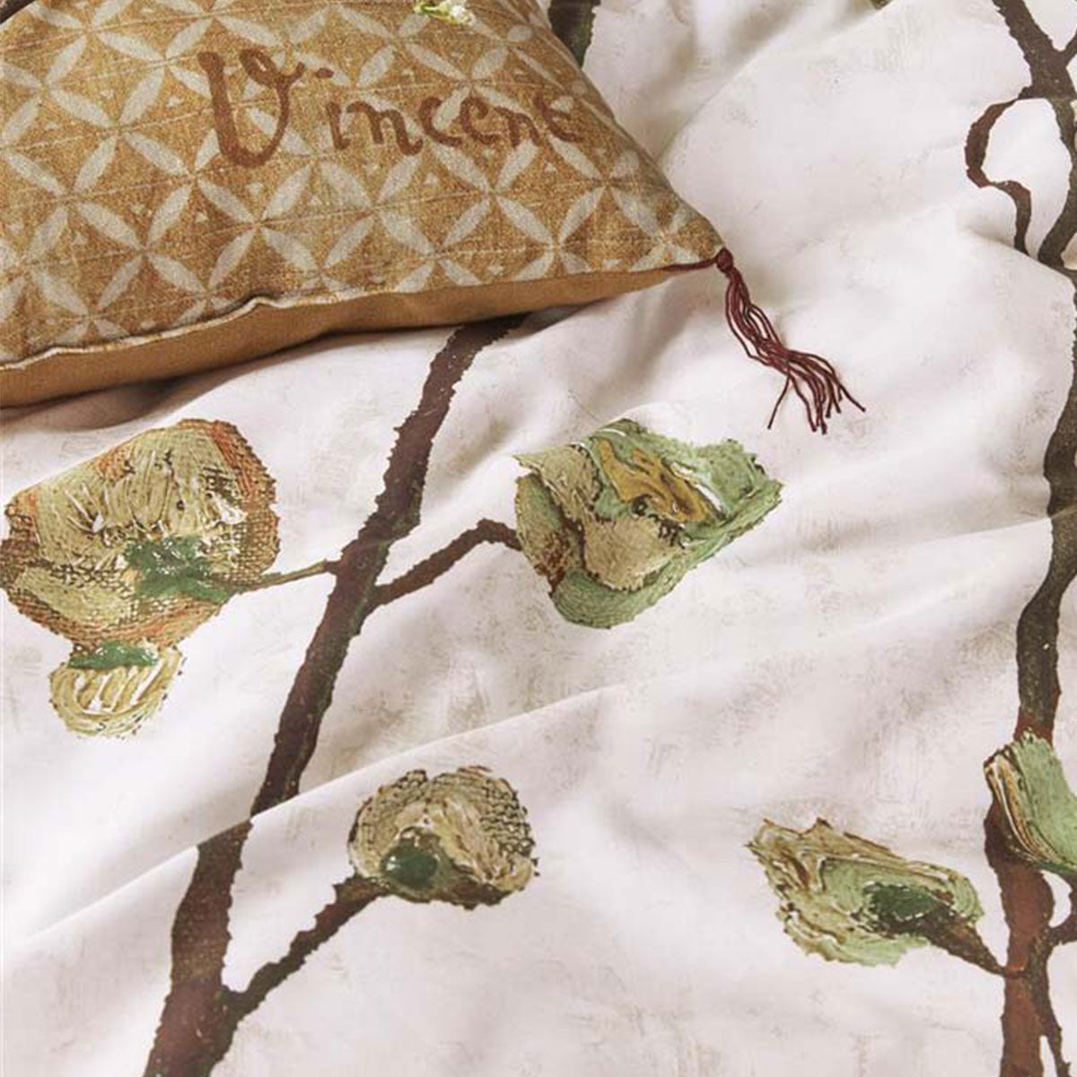 Bedding House Van Gogh Plum Blossoms Sand Cotton Sateen Quilt Cover Set King-2