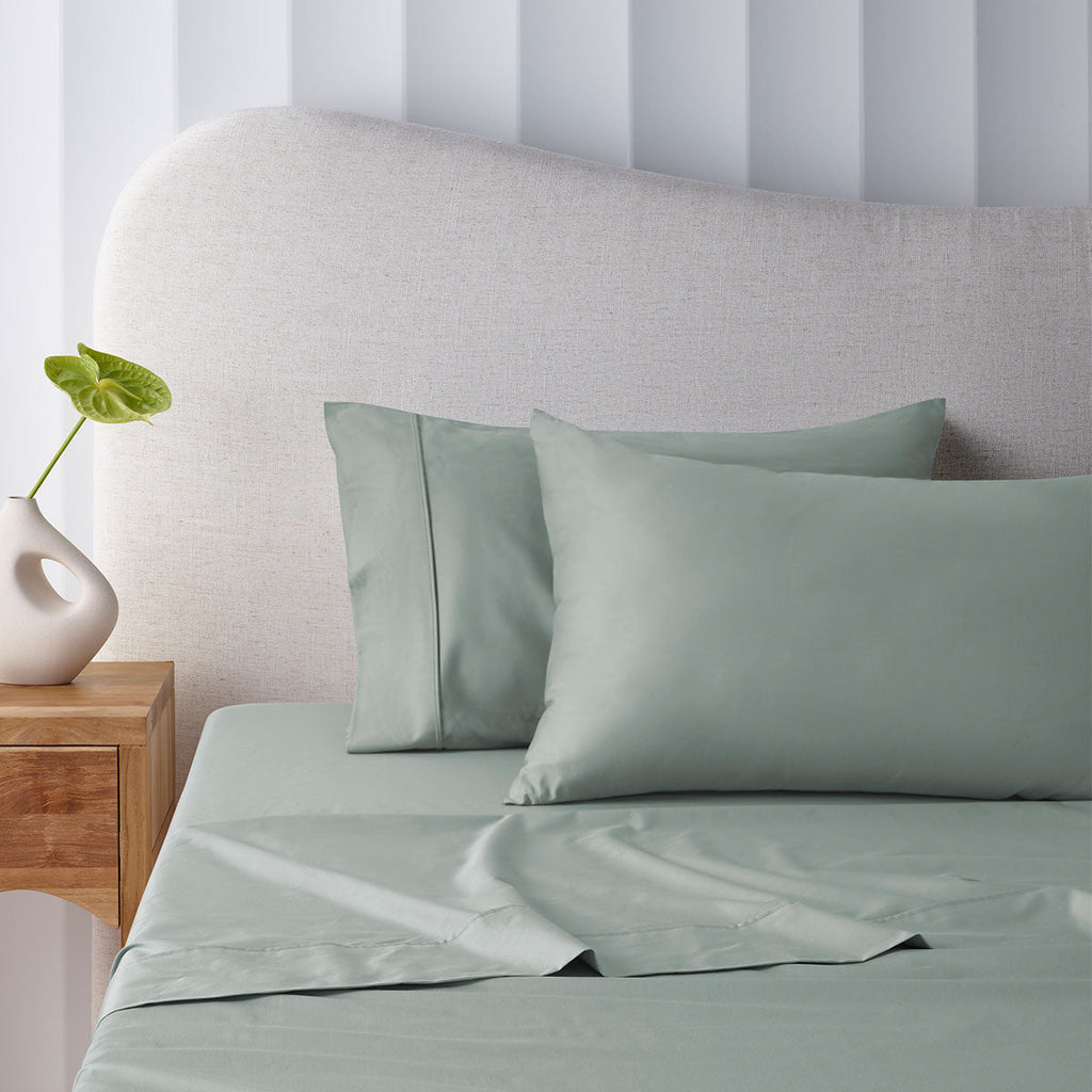 NNEDSZ 400TC Sage Bamboo Cotton Sheet Set 40cm Wall King Single