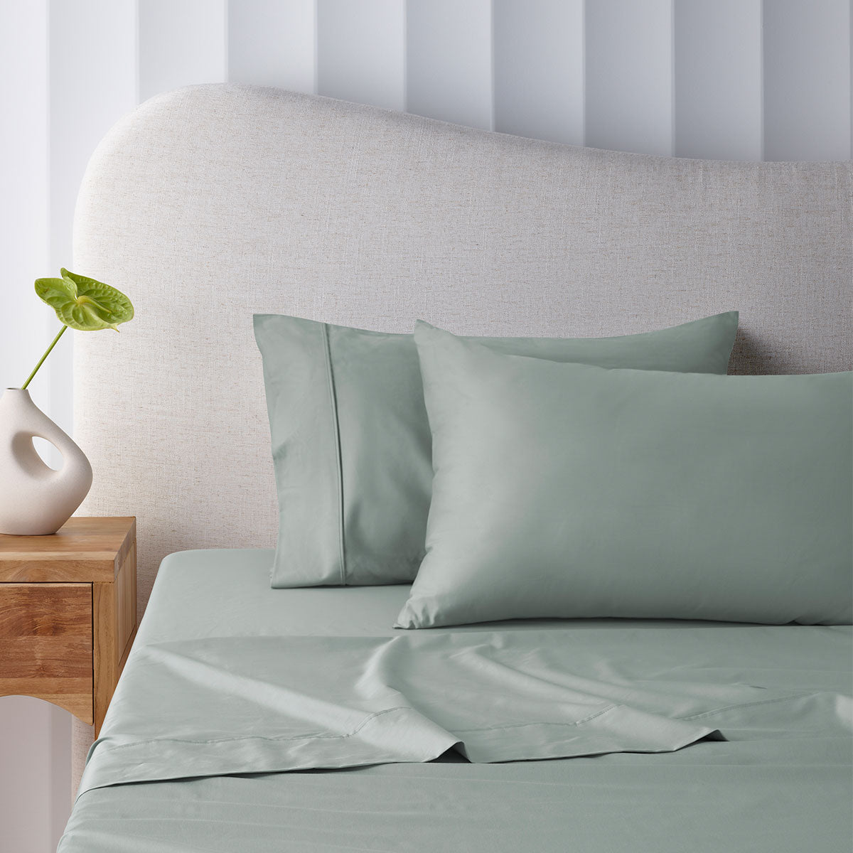 NNEDSZ 400TC Sage Bamboo Cotton Sheet Set 40cm Wall King Single