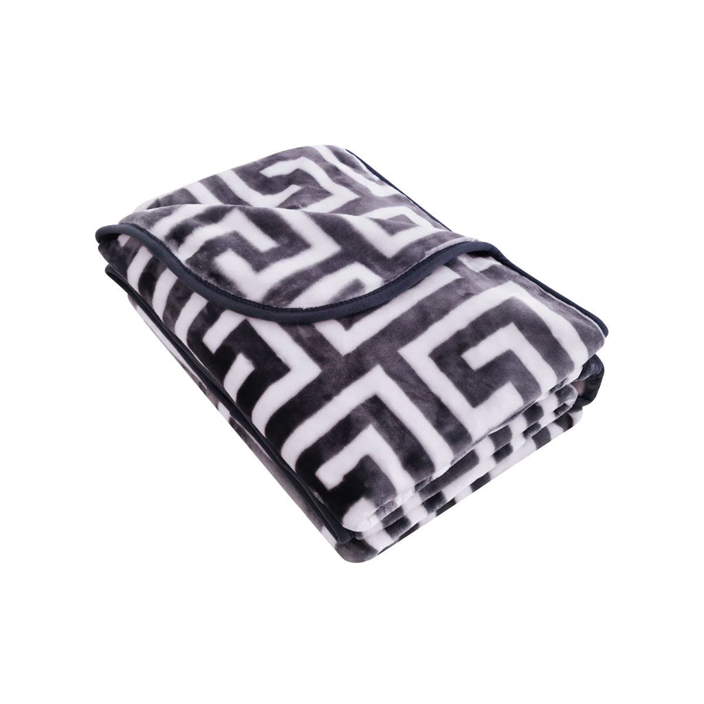 NNEDSZ Bloomington 800GSM Greek Key Charcoal Winter Premium Quality 1 Ply Mink Blanket King