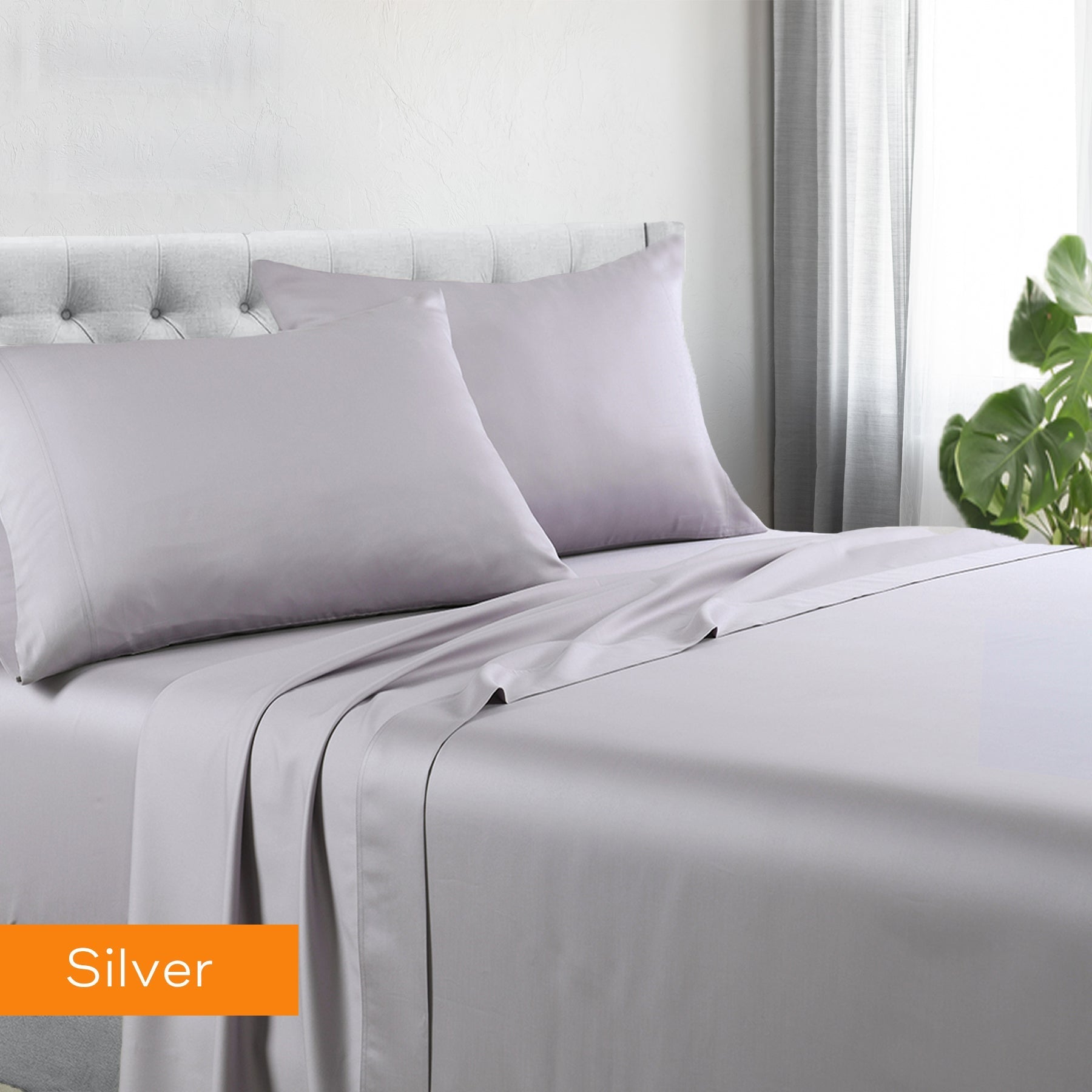 NNEDSZ 1200tc hotel quality cotton rich sheet set double silver-0