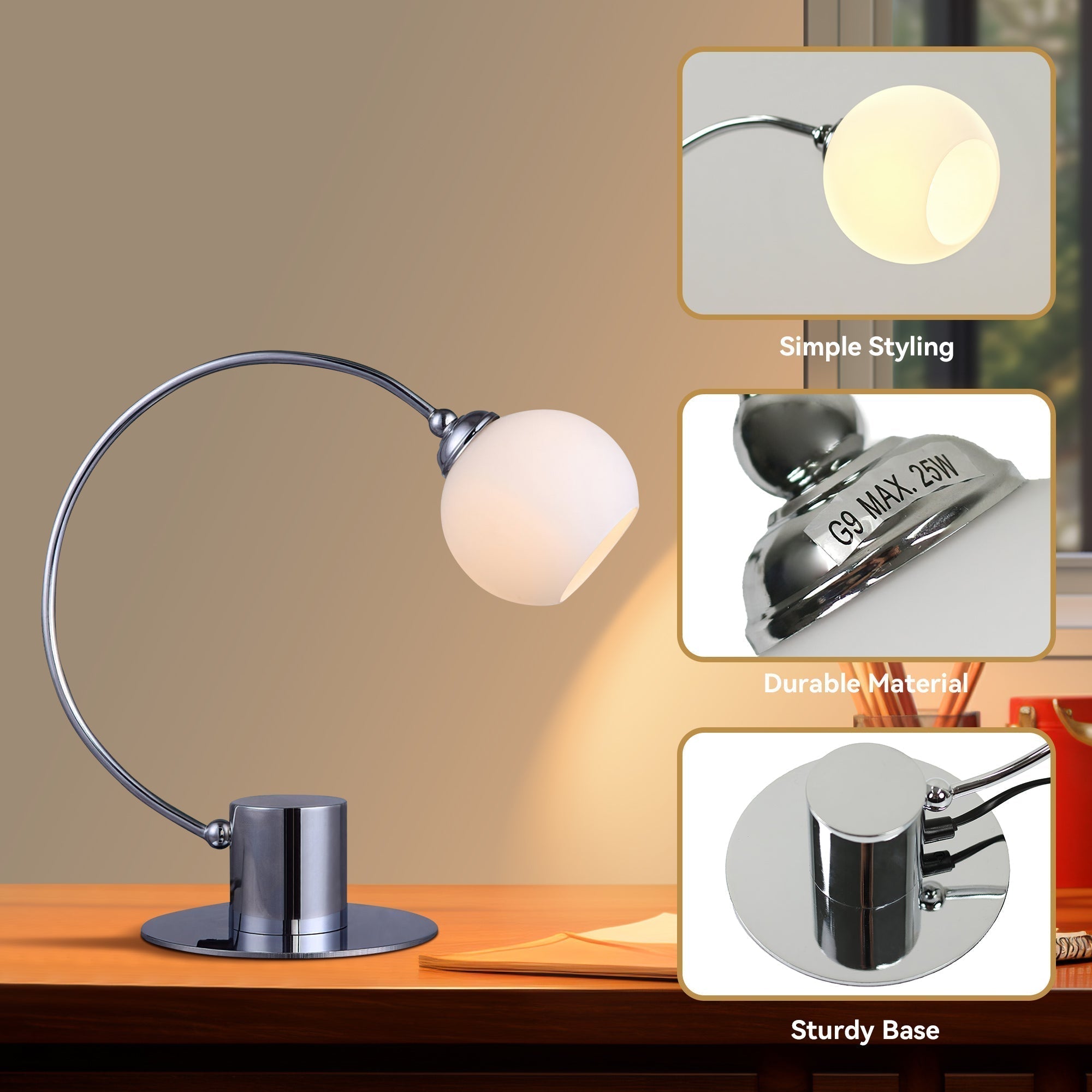 Penelope Touch Table Lamp - Chrome-4