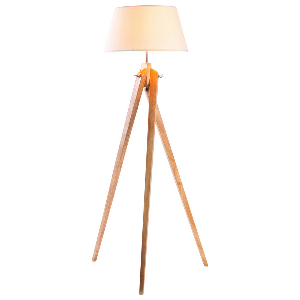 NNEDSZ Large Tripod Floor Lamp Linen Shade Modern Bamboo Wooden Retro Twist Light