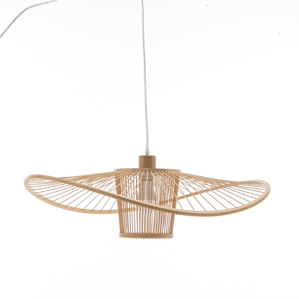 Elysian Breeze Natural Hand-Woven Bamboo Wide Brim Pendant Lamp-1