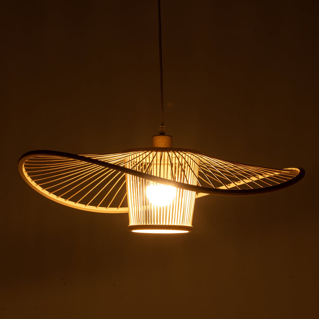 Elysian Breeze Natural Hand-Woven Bamboo Wide Brim Pendant Lamp-2
