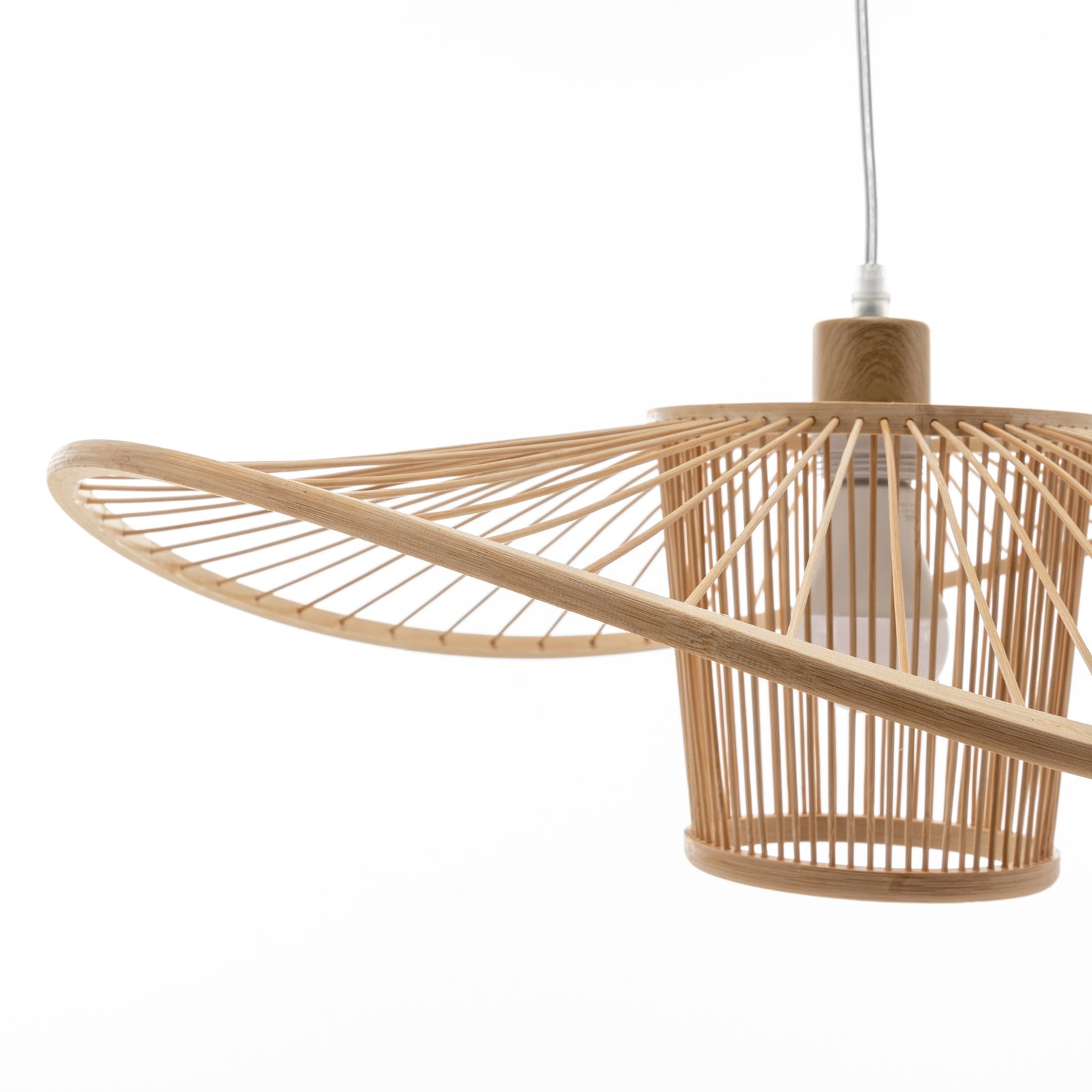 Elysian Breeze Natural Hand-Woven Bamboo Wide Brim Pendant Lamp-4