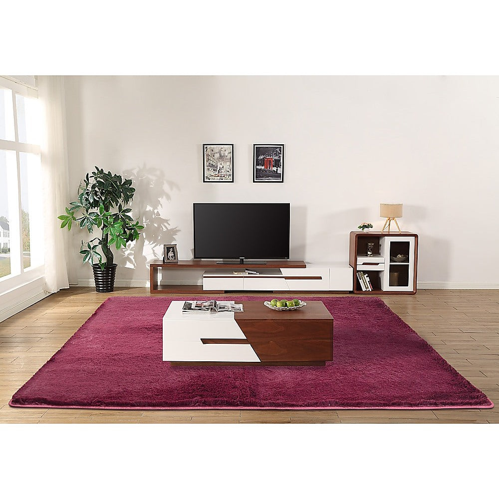 NNEDSZ 230x200cm Floor Rugs Large Shaggy Rug Area Carpet Bedroom Living Room Mat - Burgundy
