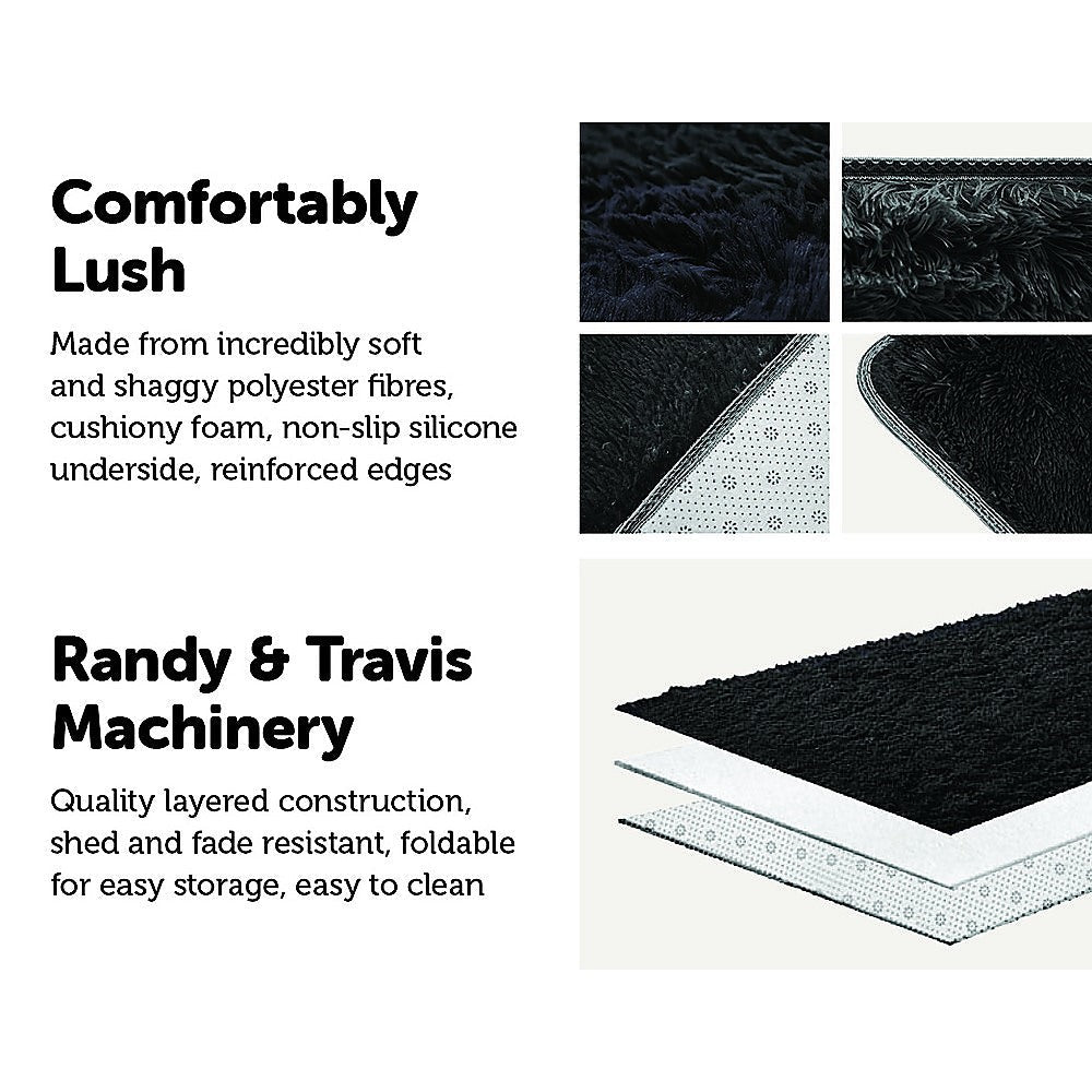 NNEDSZ 230x200cm Floor Rugs Large Shaggy Rug Area Carpet Bedroom Living Room Mat - Black