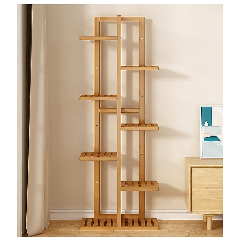 NNEDSZ 6 Tiers Vertical Bamboo Plant Stand Staged Flower Shelf Rack Outdoor Garden