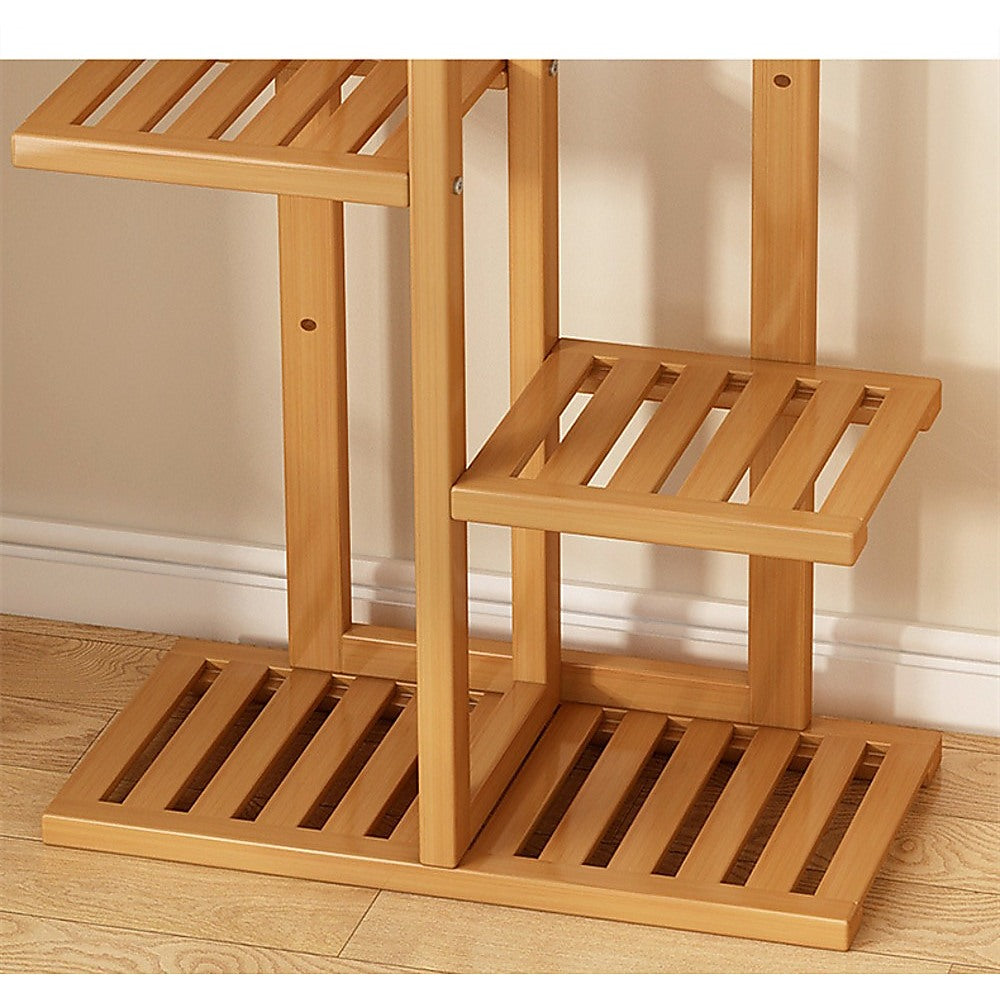 NNEDSZ 6 Tiers Vertical Bamboo Plant Stand Staged Flower Shelf Rack Outdoor Garden