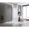 NNEDSZ 80x210cm Single Shower Glass Screen with Chrome F-brackets & Round Pole