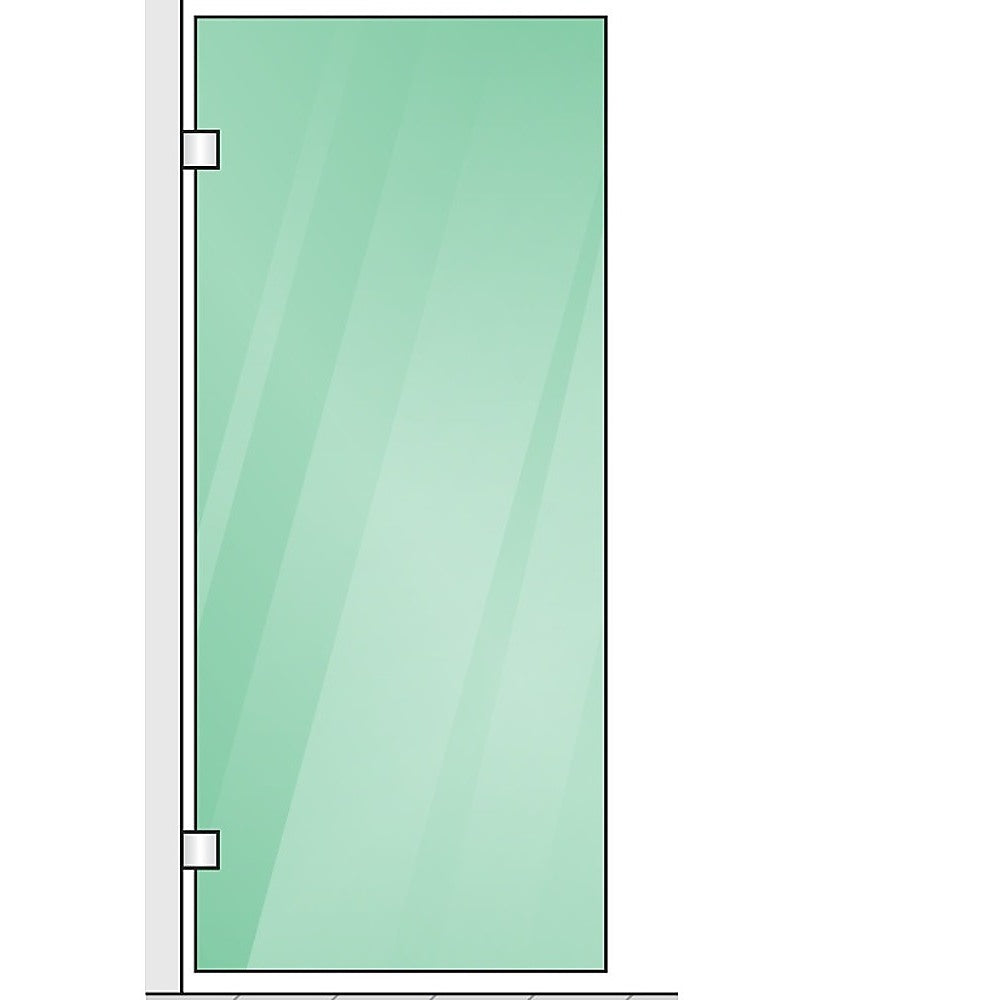 NNEDSZ 80x210cm Single Shower Glass Screen with Chrome F-brackets & Round Pole
