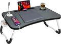 NNEDSZ NNECN Laptop Desk Bed Table Tray Folding Breakfast Table Portable Lap Standing Desk Notebook Stand Reading Holder for Bed/Sofa Large Lap Desk with USB-Charger and Cup-Holder