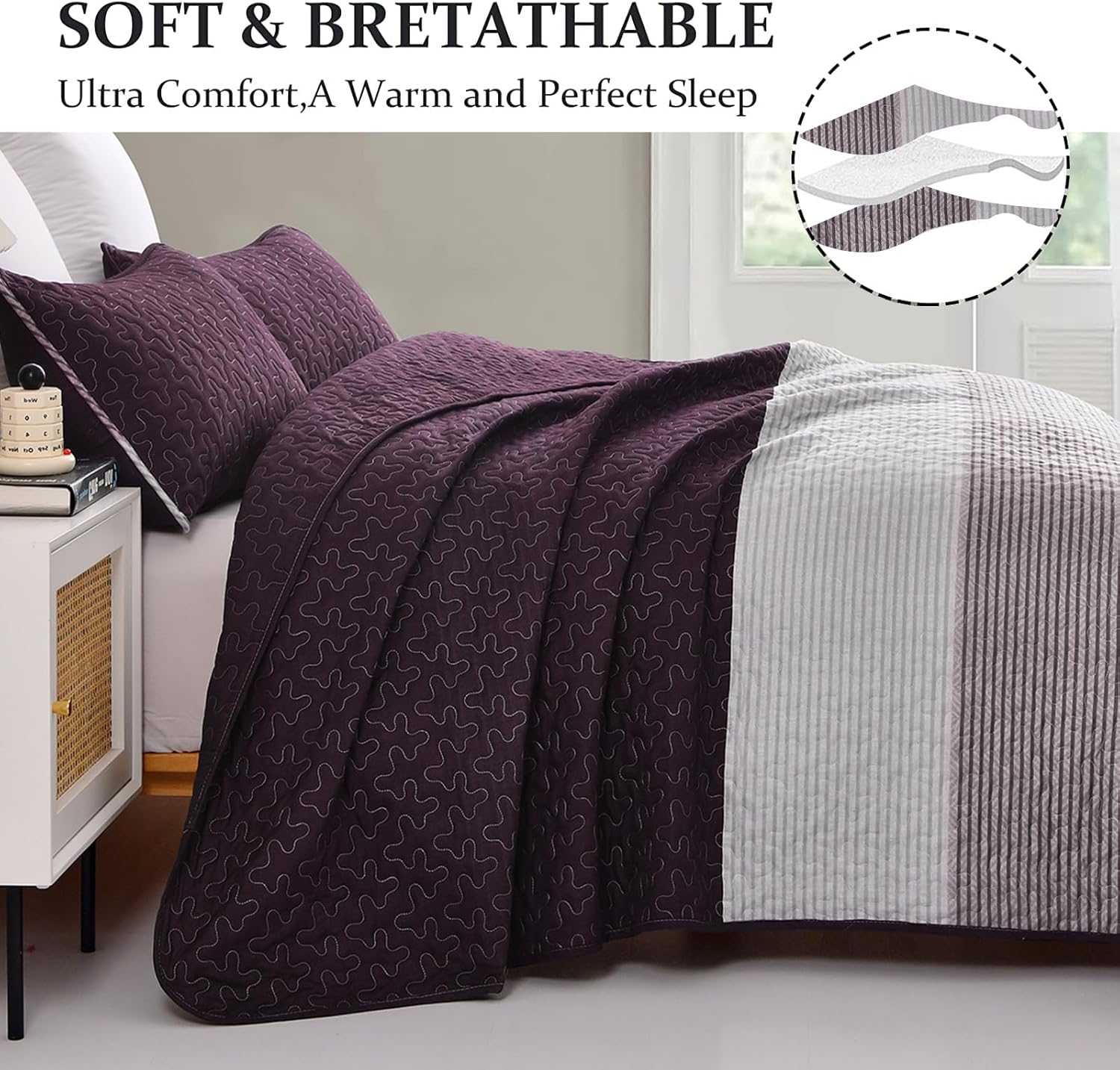 NNEDSZ Radiant Quilted coverlet and pillowcovers set: Brighten Any Room - Queen size