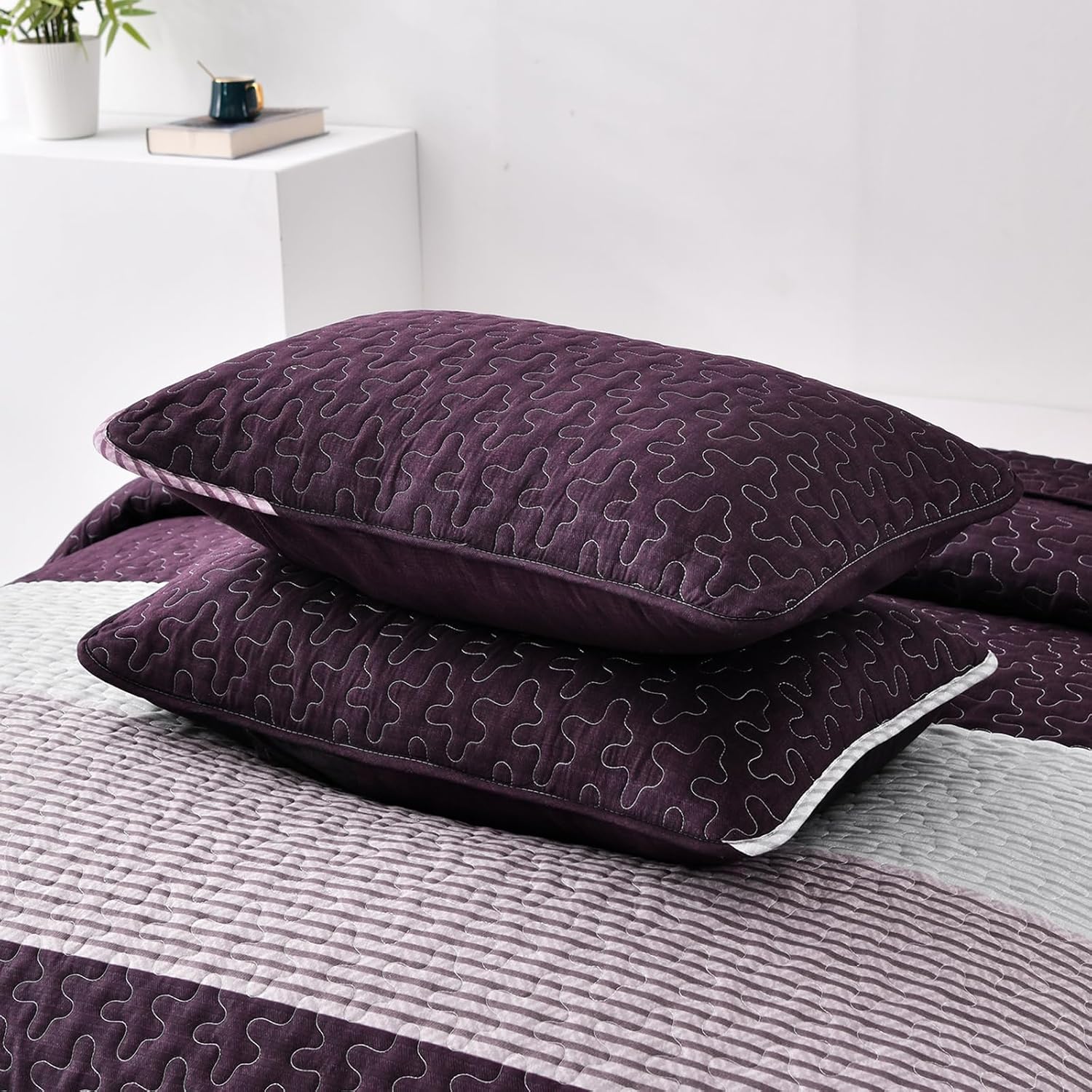 NNEDSZ Radiant Quilted coverlet and pillowcovers set: Brighten Any Room - Queen size
