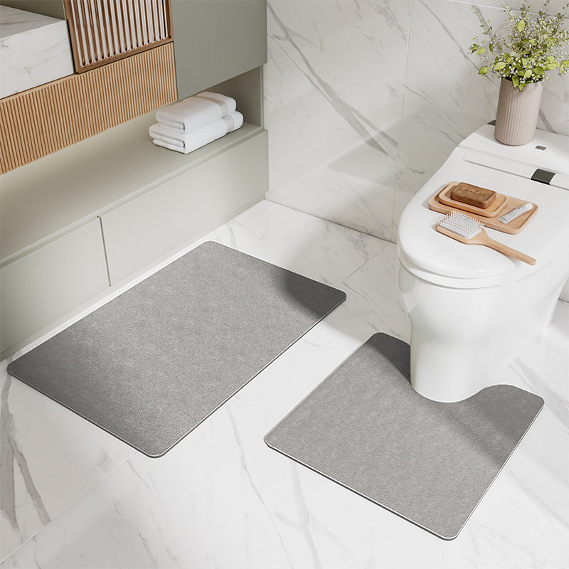 NNEDSZ Gray Bathroom Floor Mat Set - U-Shaped Toilet Mat 50*50cm & Rectangular 50x80cm Mat for Bathroom