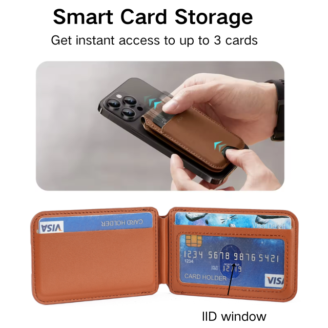 NNEDSZ Black MagSafe Magnetic Wallet with Stand - PU Leather Card Holder for iPhone