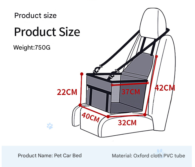 NNEDSZ Black and Grey Portable Pet Car Seat for Dogs and Cats - Adjustable Car Seat Cover, Pet Travel Car Carrier with Safety Belt