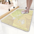 NNEDSZ Yellow Leaves Pattern  PVC Non-Slip Bath Mat 45x75cm - Shower Drain Hole Design, Soft & Quick-Dry Bathroom Rug