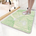 NNEDSZ Green Leaves Pattern  PVC Non-Slip Bath Mat 50x80cm - Shower Drain Hole Design, Soft & Quick-Dry Bathroom Rug